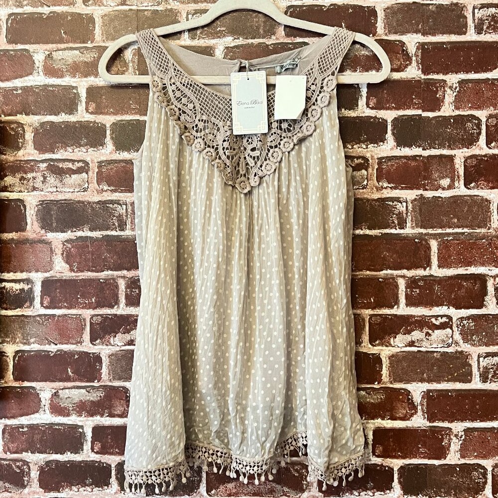 Elena Baldi Polka Dot Lace Tank Top